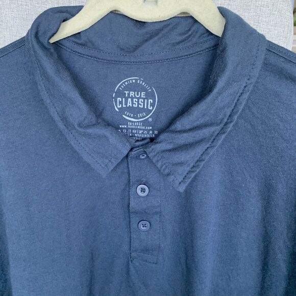 True Classic Performance Polo Shirt Men's XXL Blue Short Sleeves Golf Premium - Picture 2 of 8